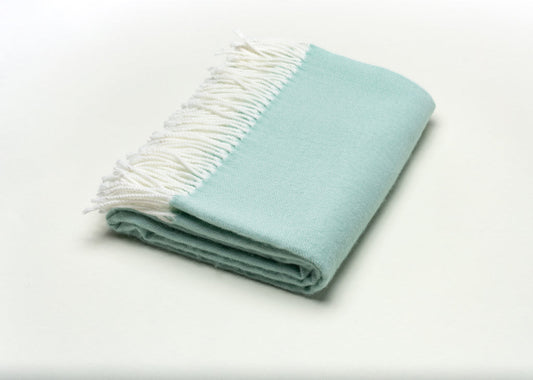 Green Woven Acrylic Herringbone Plush Reversable Throw