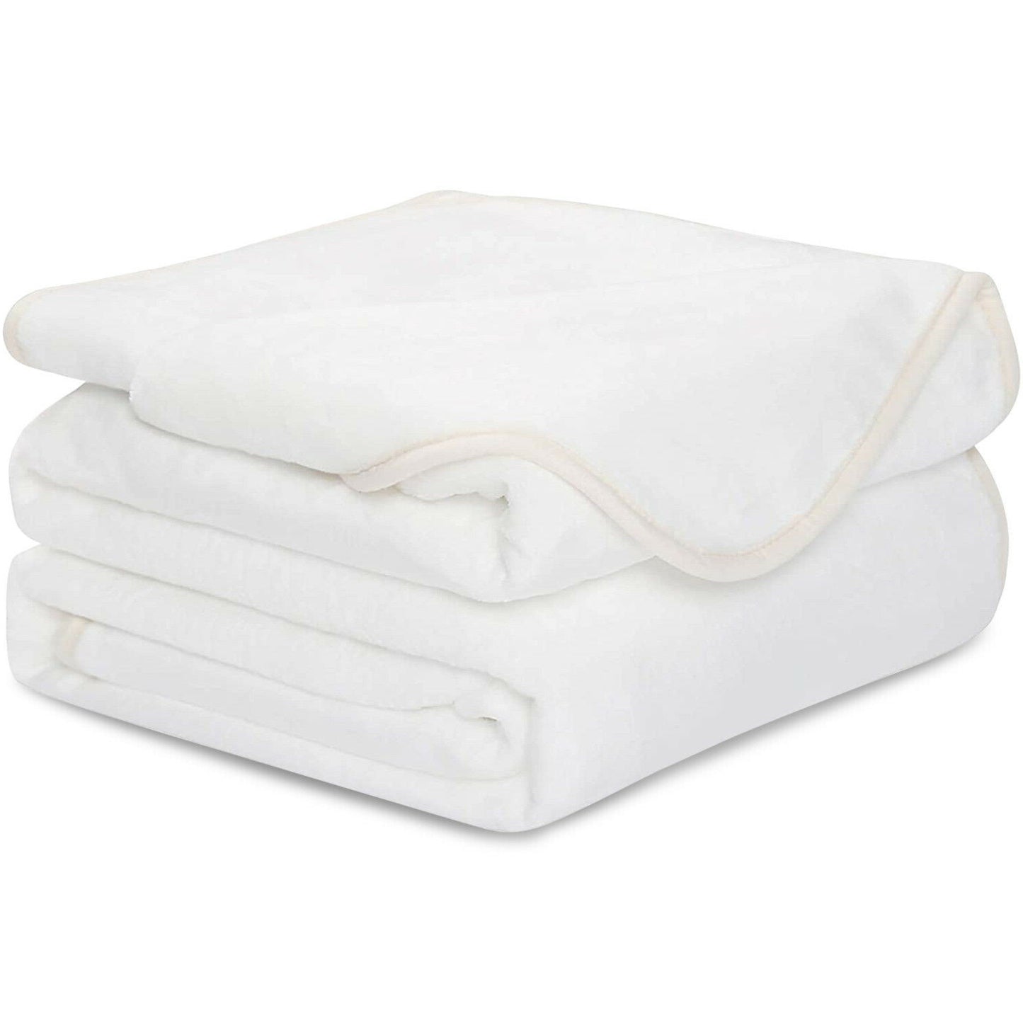 White Woven Polyester Solid Color Reversable Twin Blanket