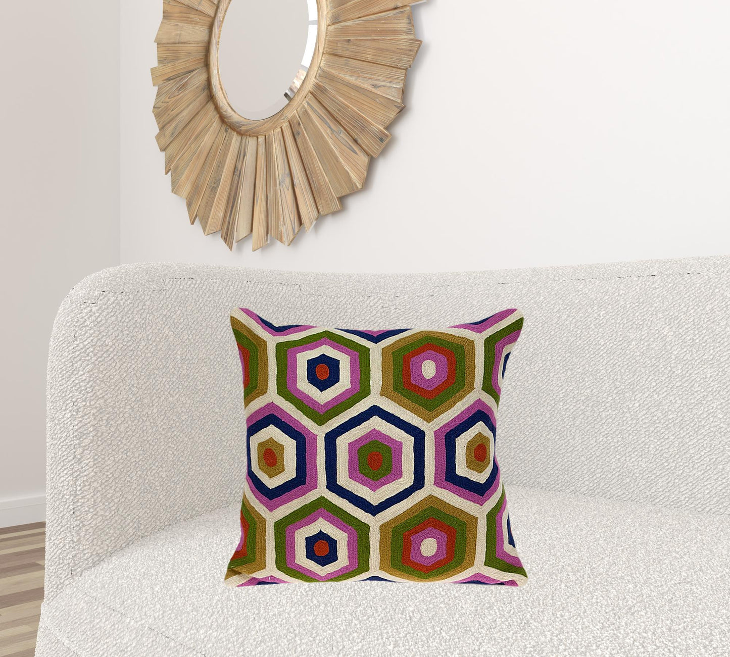 20" X 20" Beige And Pink Zippered 100% Cotton Throw Pillow