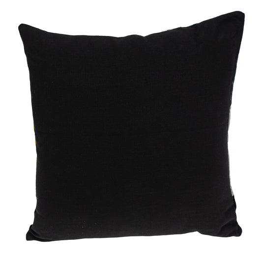20" X 20" Black And Yellow Geometric Zippered 100% Cotton Throw Pillow