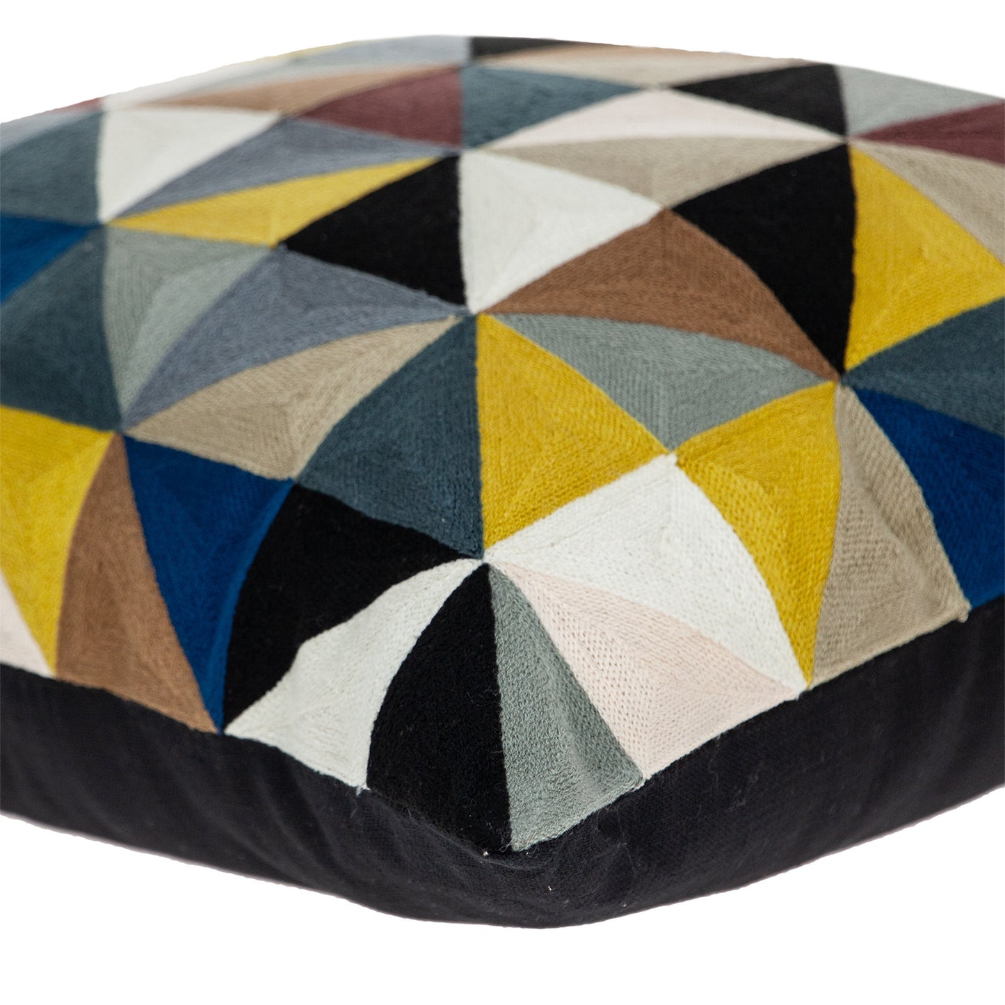 20" X 20" Black And Yellow Geometric Zippered 100% Cotton Throw Pillow