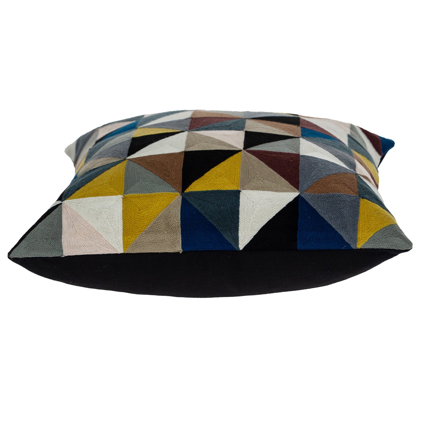 20" X 20" Black And Yellow Geometric Zippered 100% Cotton Throw Pillow