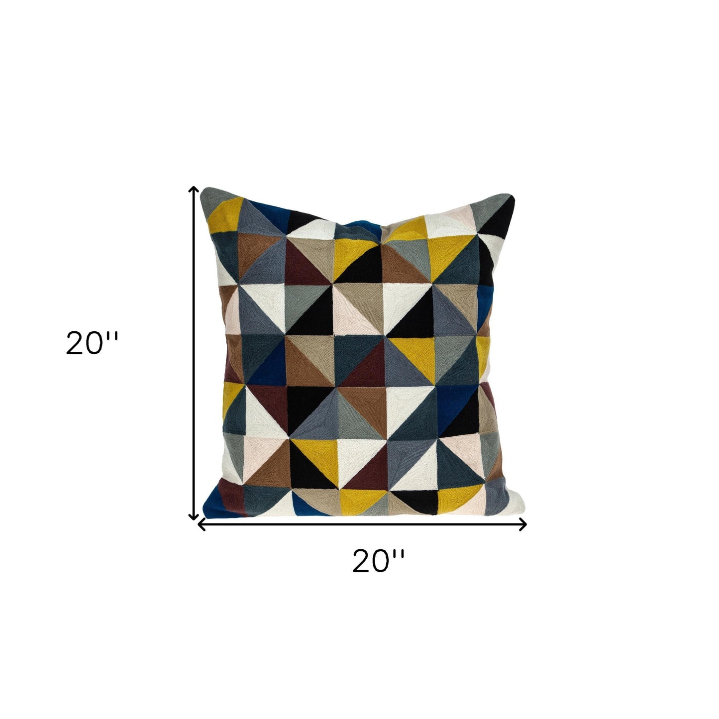 20" X 20" Black And Yellow Geometric Zippered 100% Cotton Throw Pillow