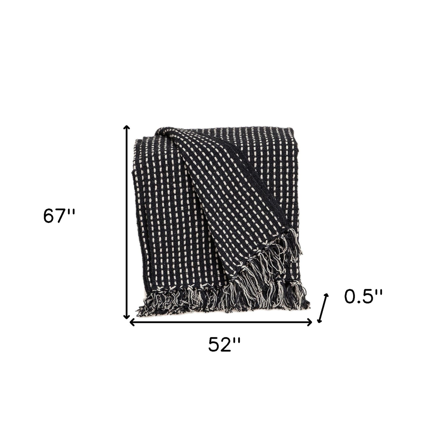 Black and White Handloom Woven Throw Blanket