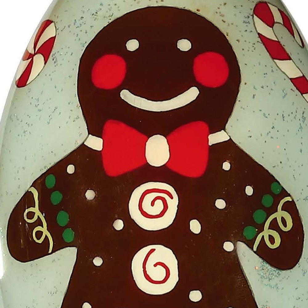 Festive Glitter Gingerbread Man Hand Painted Mouth Blown Glass Ornament