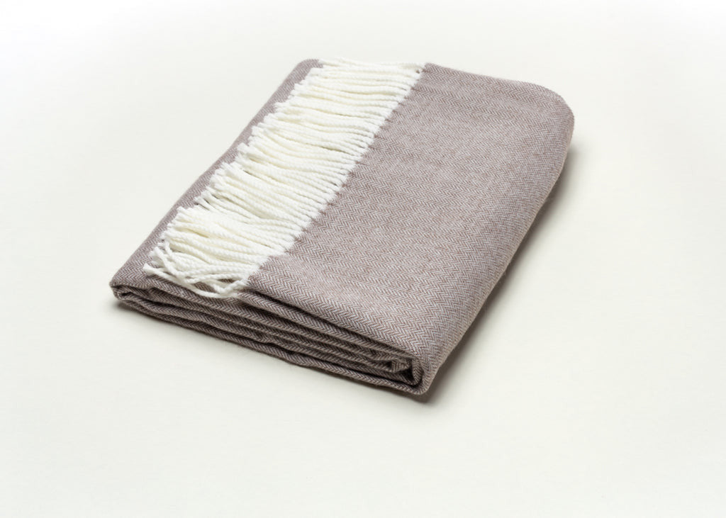 Light Taupe Soft Acrylic Herringbone Throw Blanket