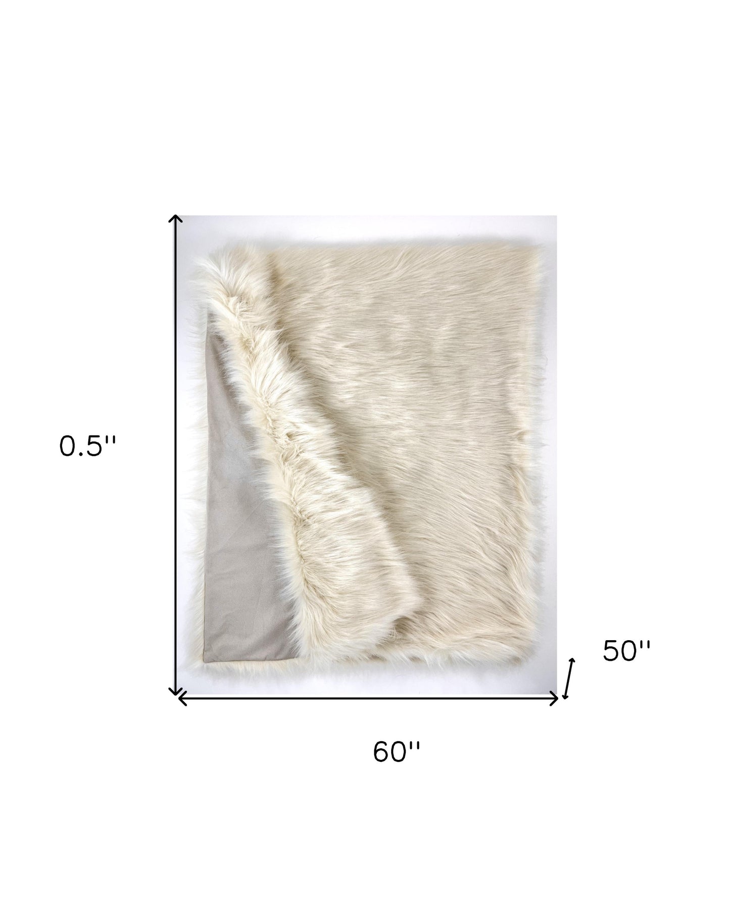 50" x 60" Royal White Long Hair Faux Fur Throw