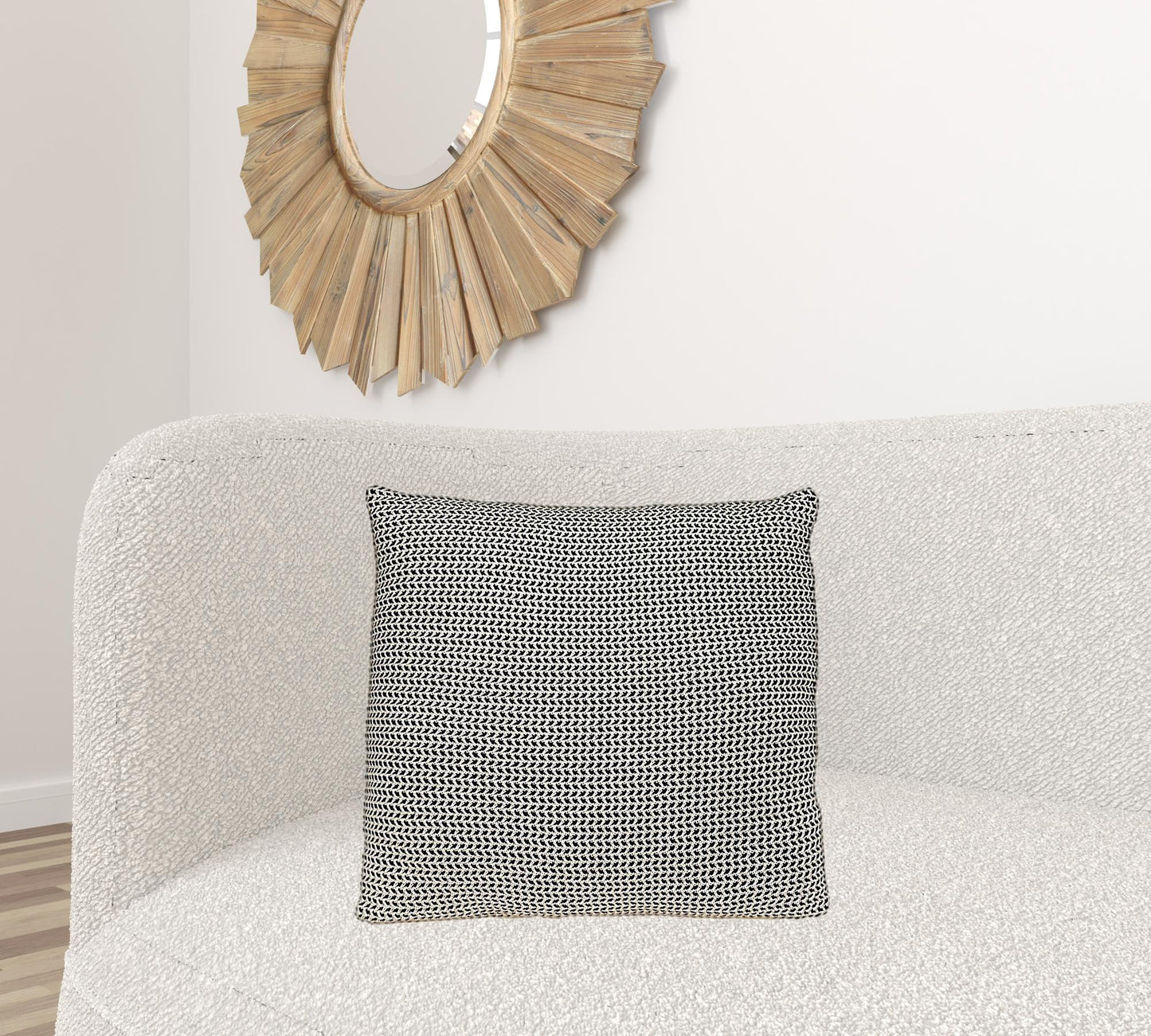 20" x 20" Black and Beige Woven Square Accent Throw Pillow