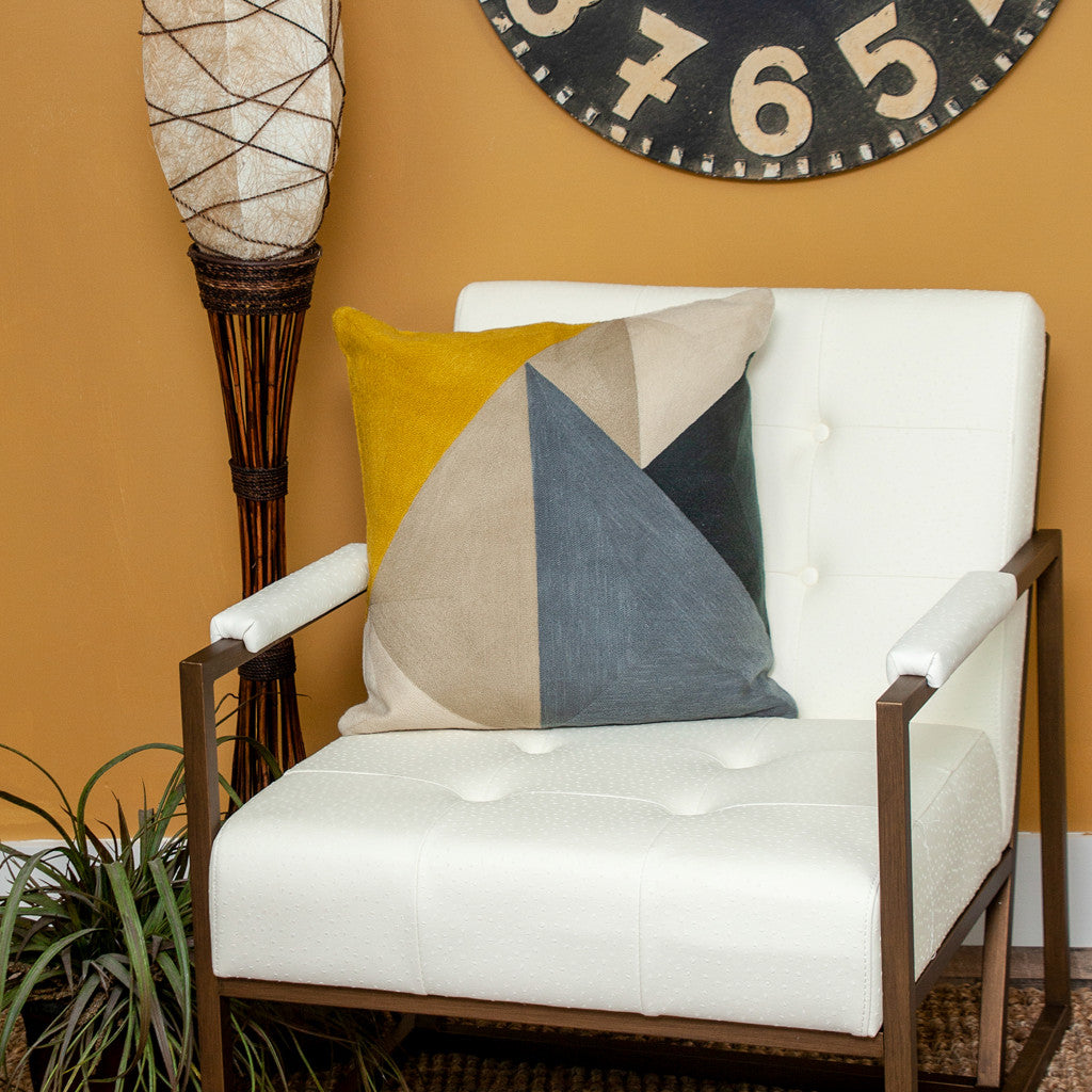 20" X 20" Beige Zippered 100% Cotton Throw Pillow