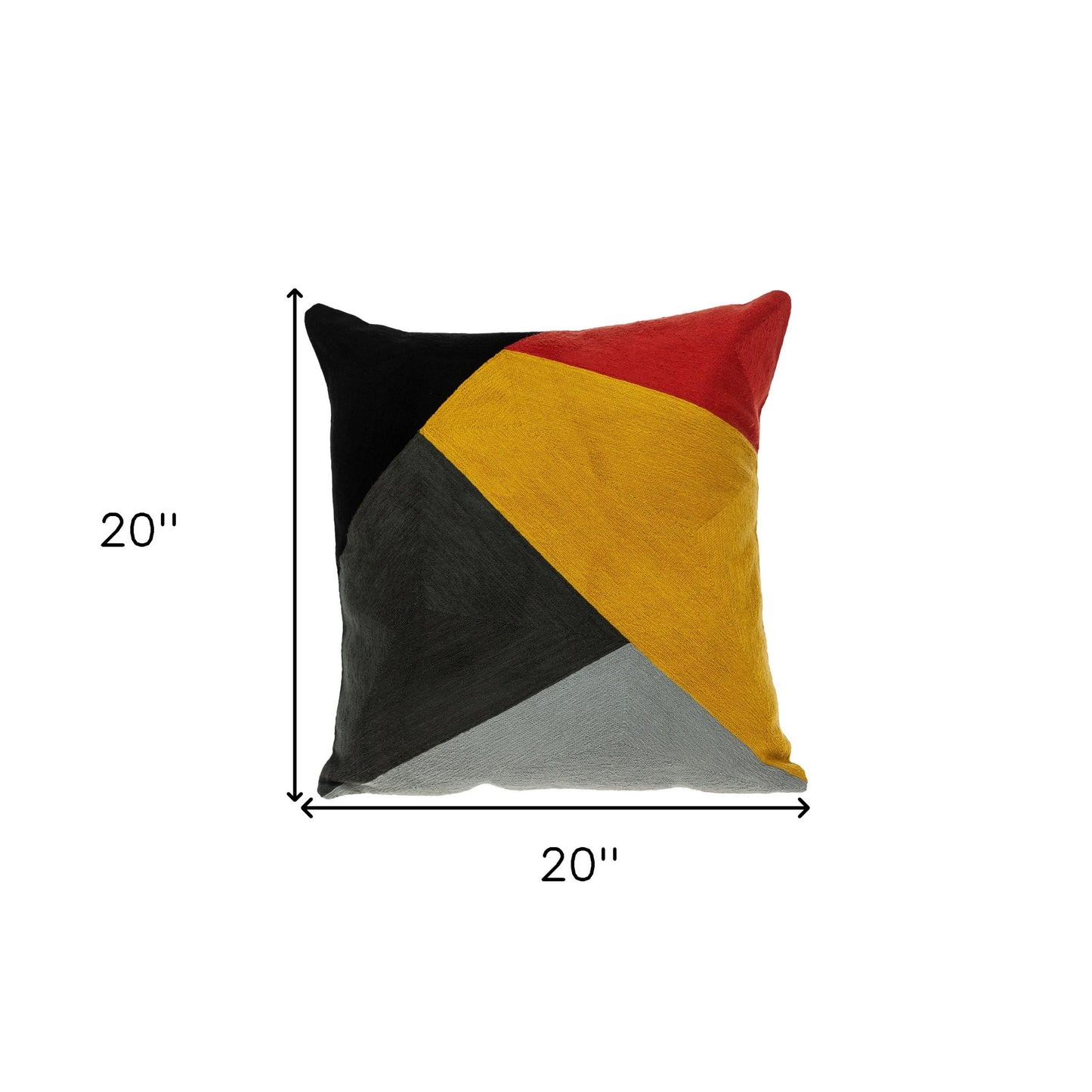 20" X 20" Mustard Yellow And Black Geometric Zippered 100% Cotton Throw Pillow