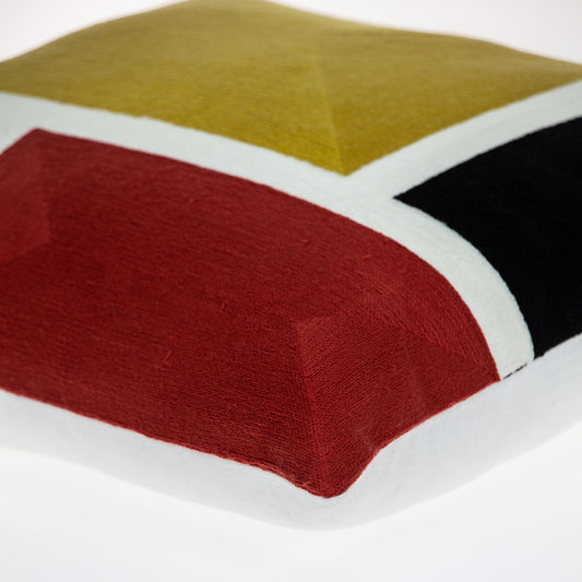 20" X 20" Mustard Yellow And Black Geometric Zippered 100% Cotton Throw Pillow