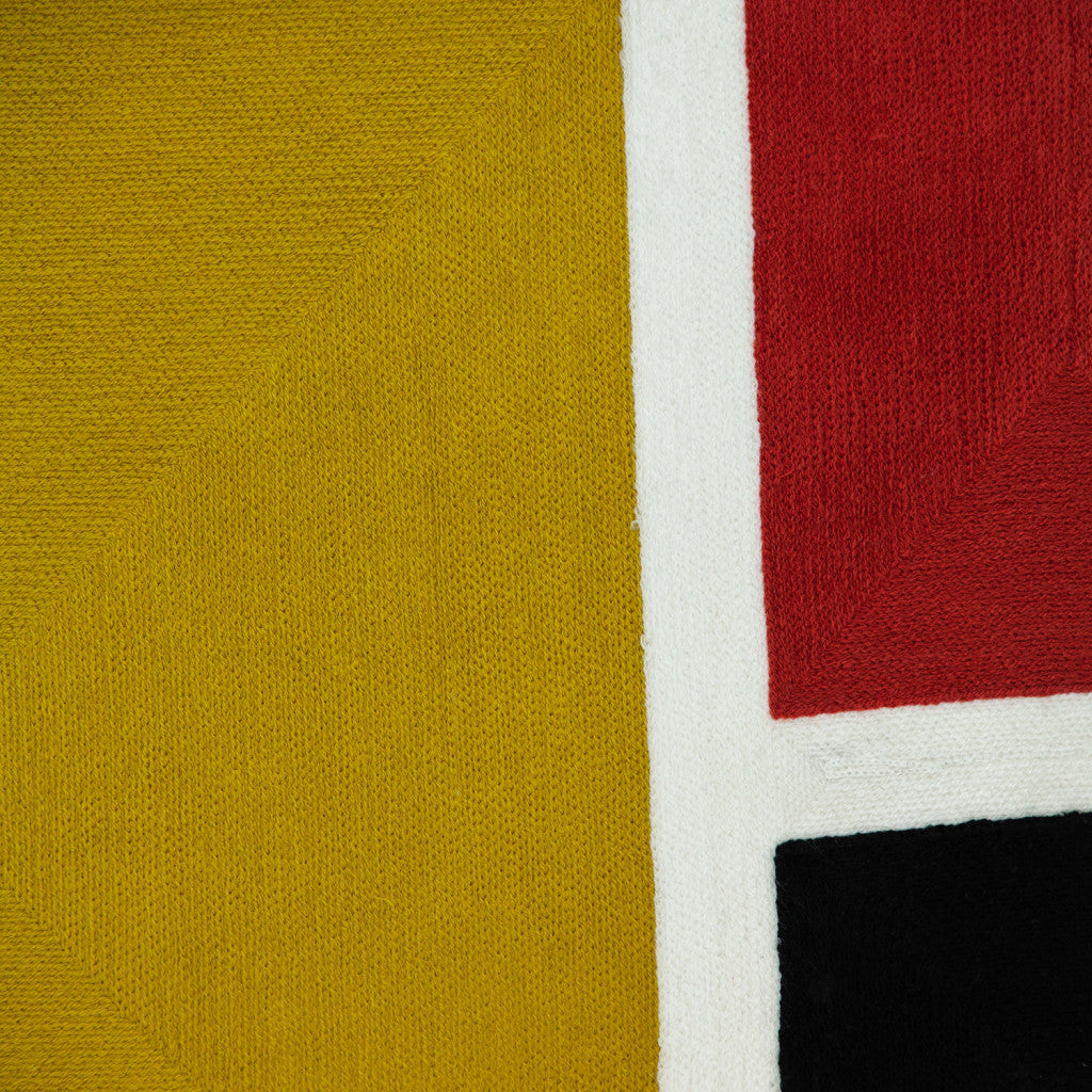 20" X 20" Mustard Yellow And Black Geometric Zippered 100% Cotton Throw Pillow