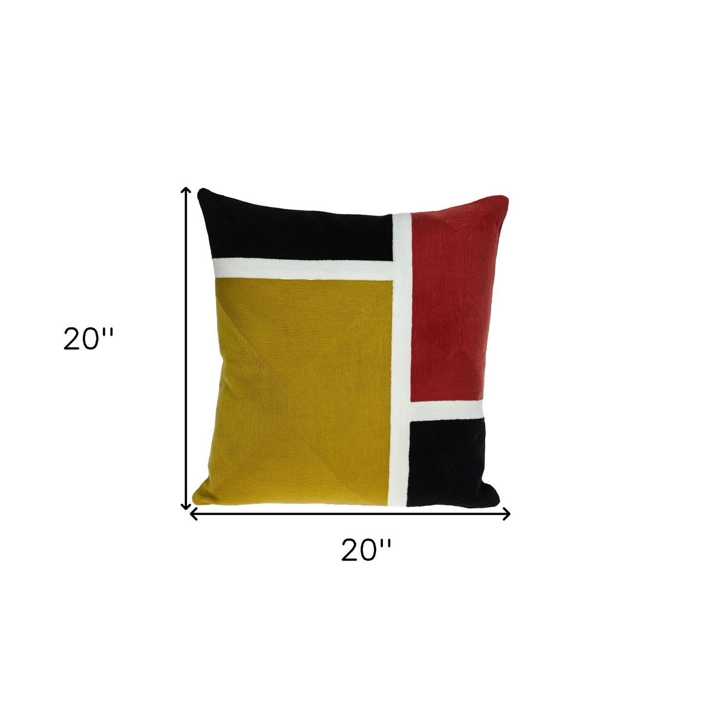 20" X 20" Mustard Yellow And Black Geometric Zippered 100% Cotton Throw Pillow