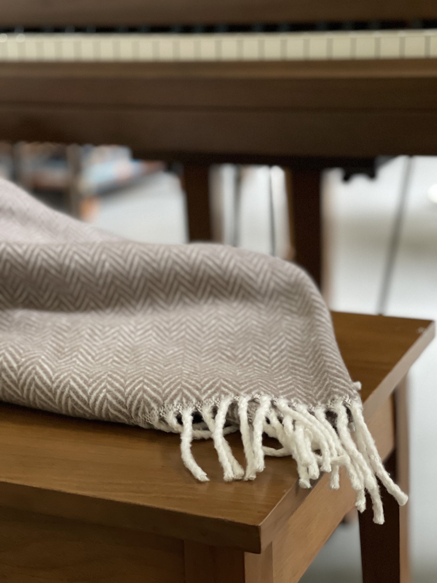 Brown and White Dreamy Soft Herringbone Throw Blanket