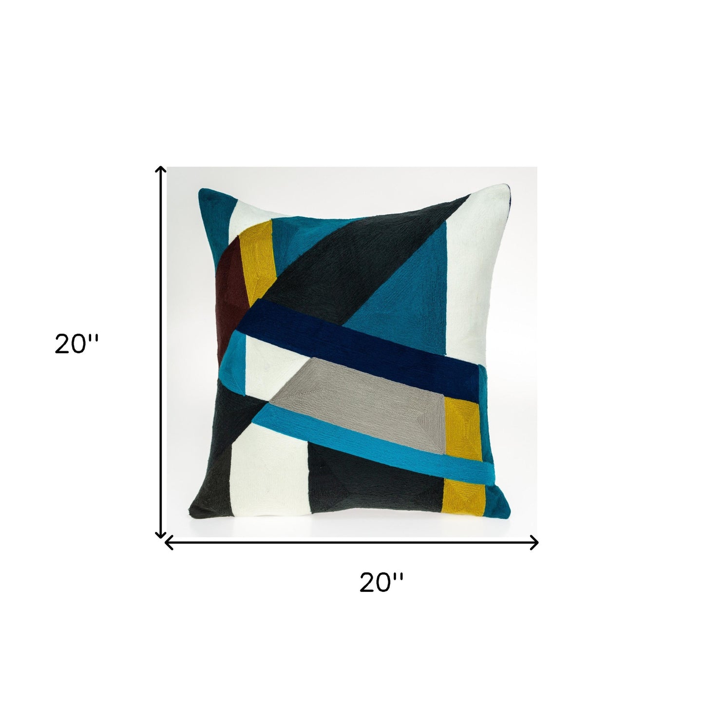 20" X 20" Blue Zippered 100% Cotton Throw Pillow