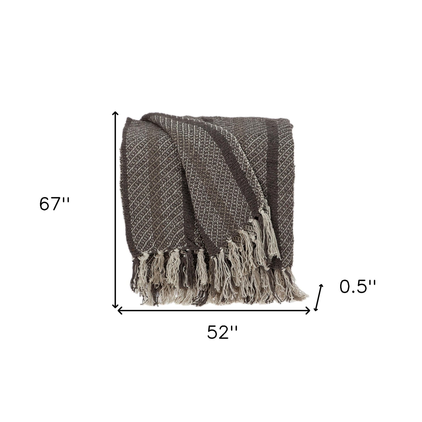 Brown and Taupe Striped Woven Handloom Throw