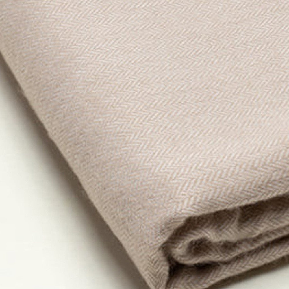 Sand Brown Soft Acrylic Herringbone Throw Blanket