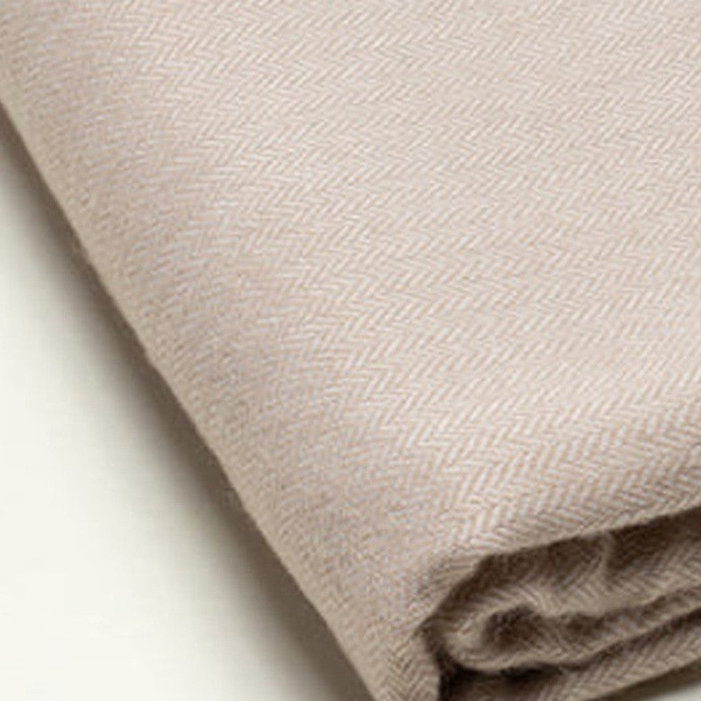 Sand Brown Soft Acrylic Herringbone Throw Blanket