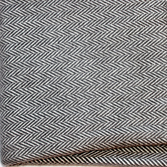 Dark Grey and White Dreamy Soft Herringbone Throw Blanket