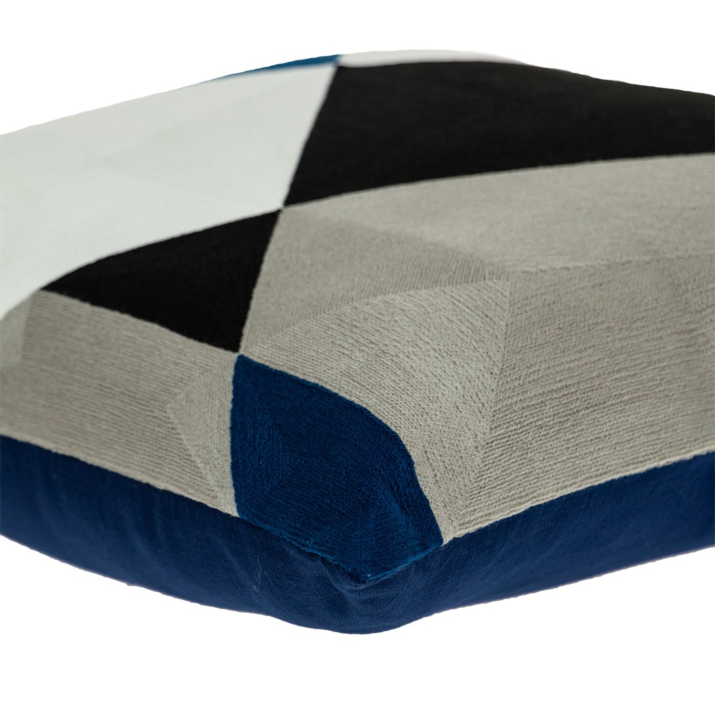 20" X 20" Gray And Black Geometric Zippered 100% Cotton Throw Pillow