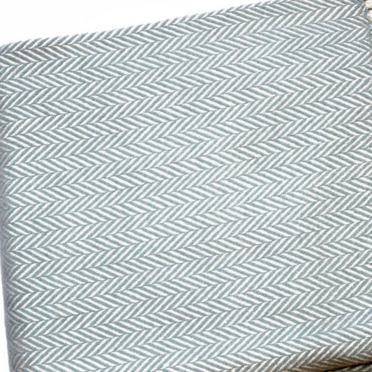 Sky Blue and White Dreamy Soft Herringbone Throw Blanket