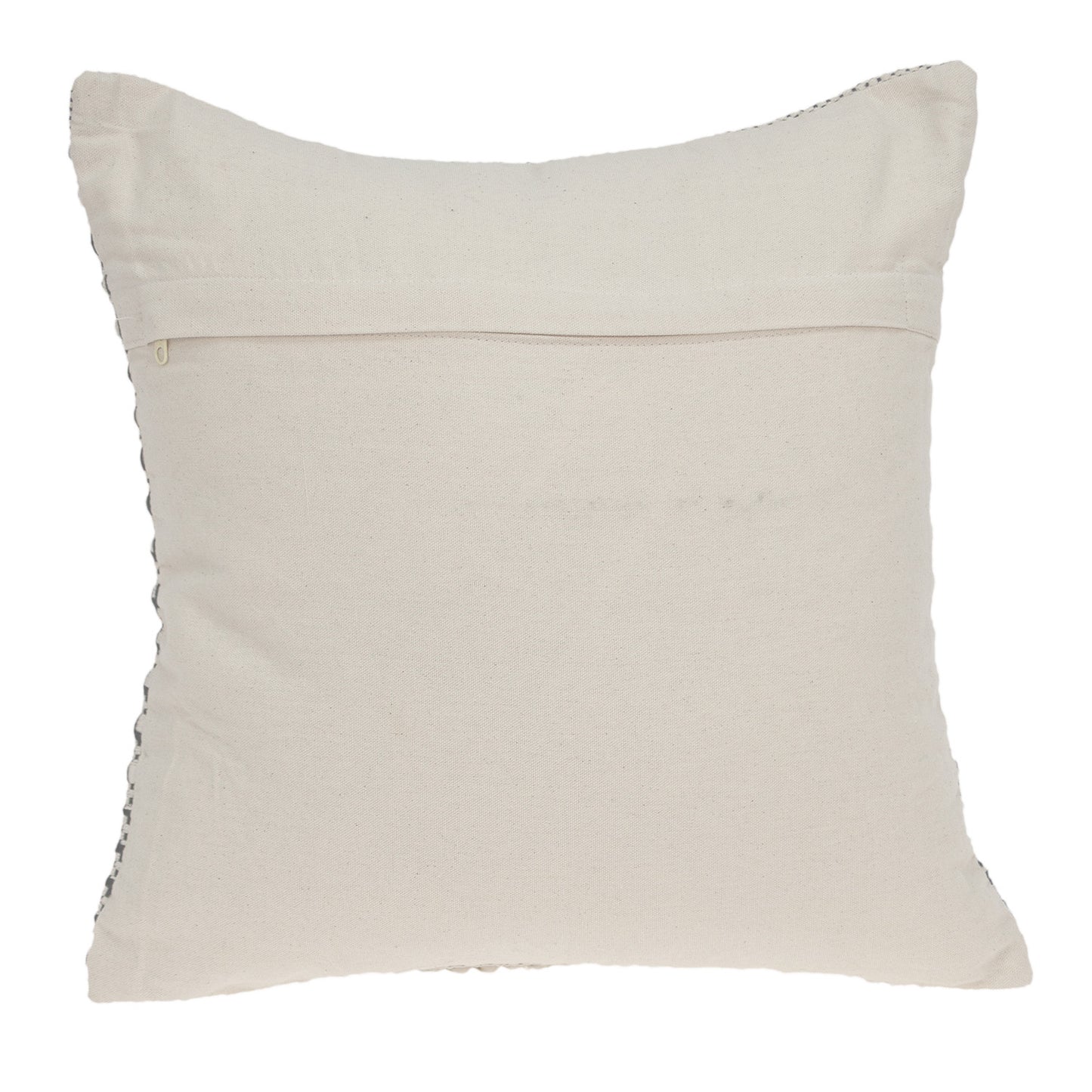 18" X 18" Beige And Black Zippered 100% Cotton Throw Pillow With Embroidery