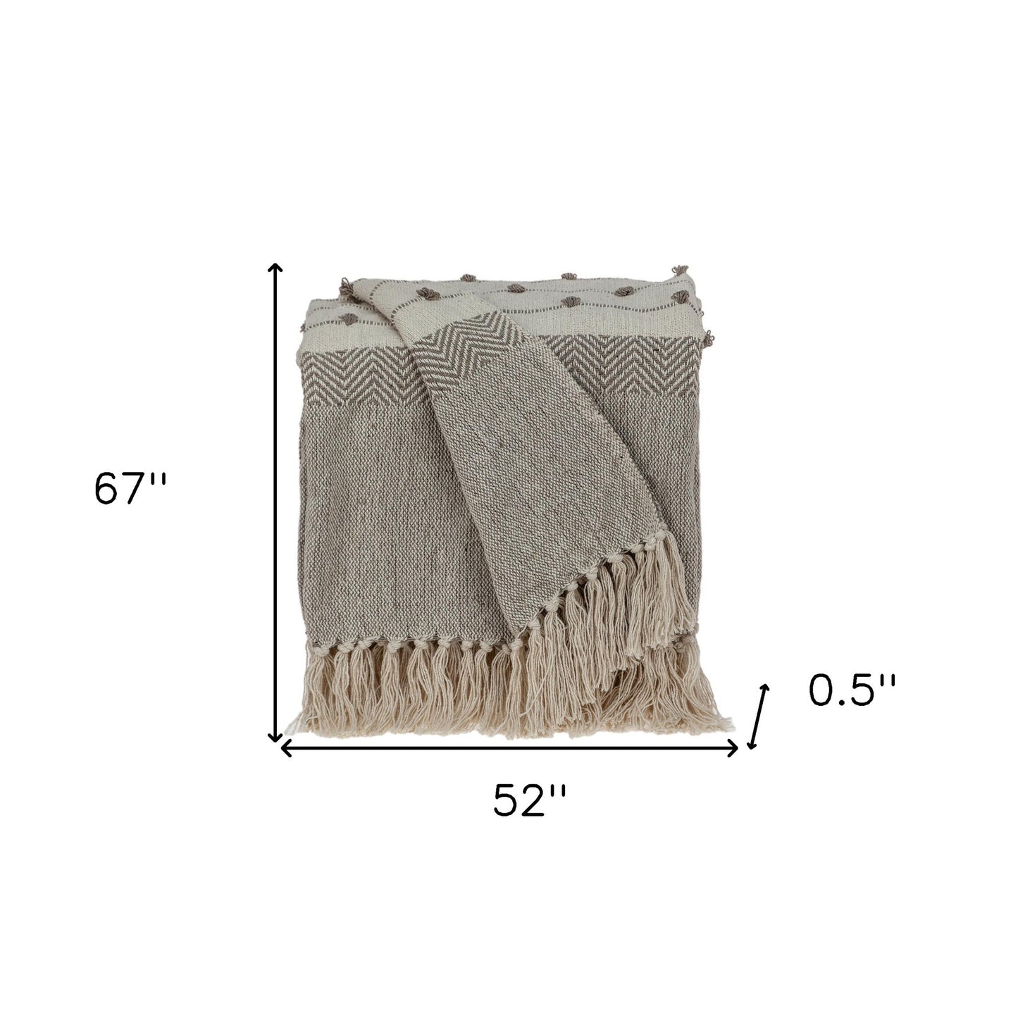 Tufted Beige Fringed Woven Handloom Throw