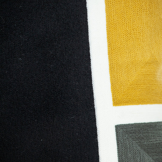 20" X 20" Black And Yellow Geometric Zippered 100% Cotton Throw Pillow