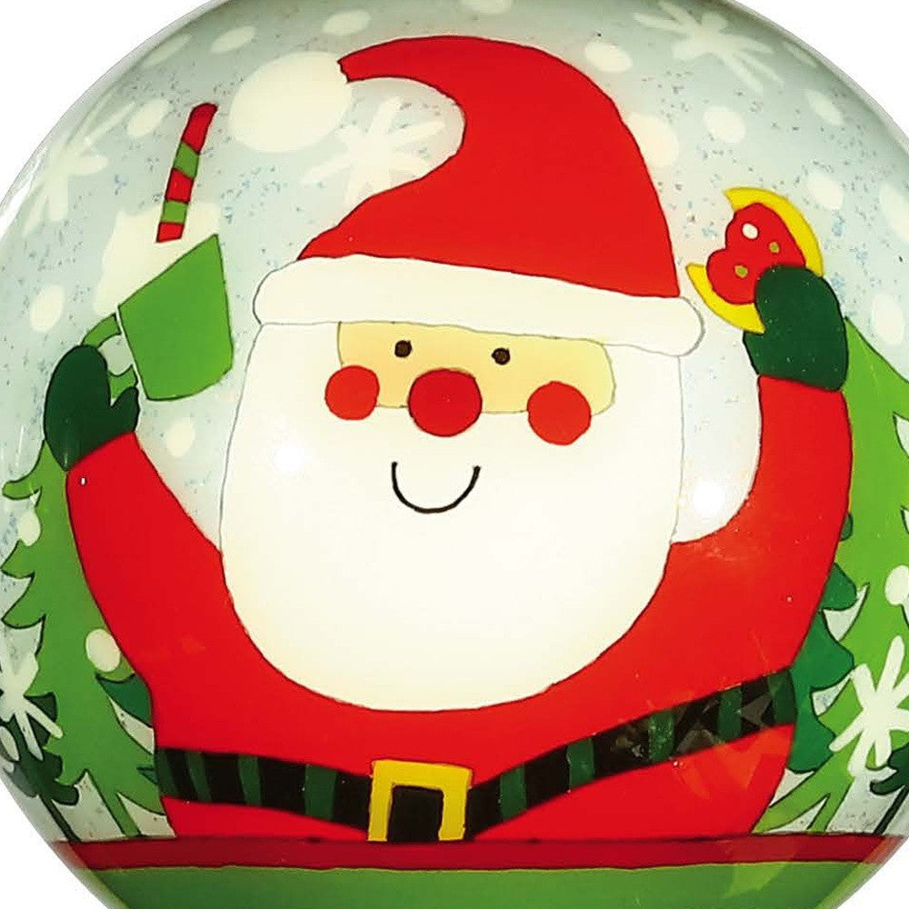 Festive Glitter Santa Hand Painted Mouth Blown Glass Ornament