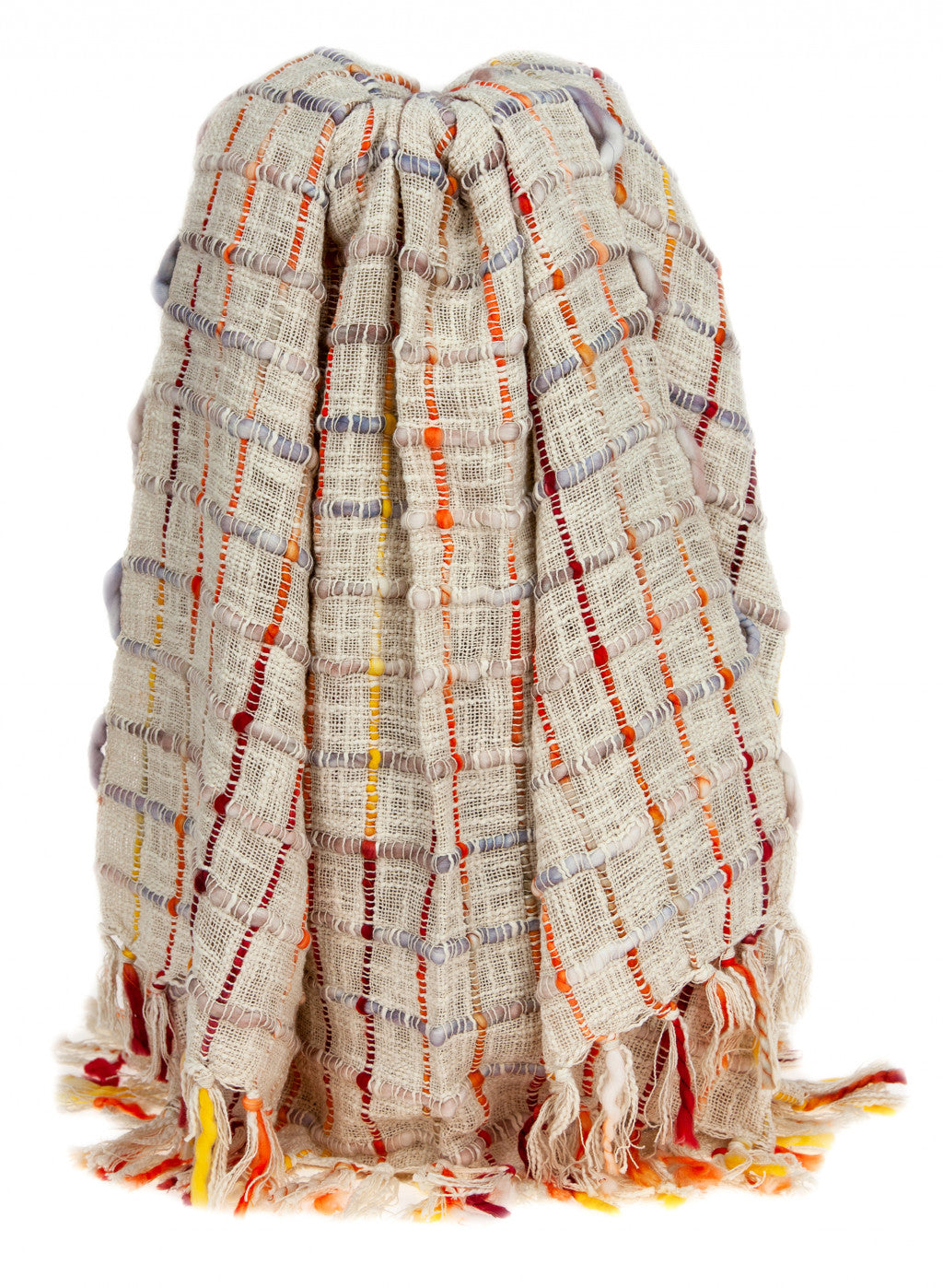 Fire and Beige Textured Woven Handloom Throw