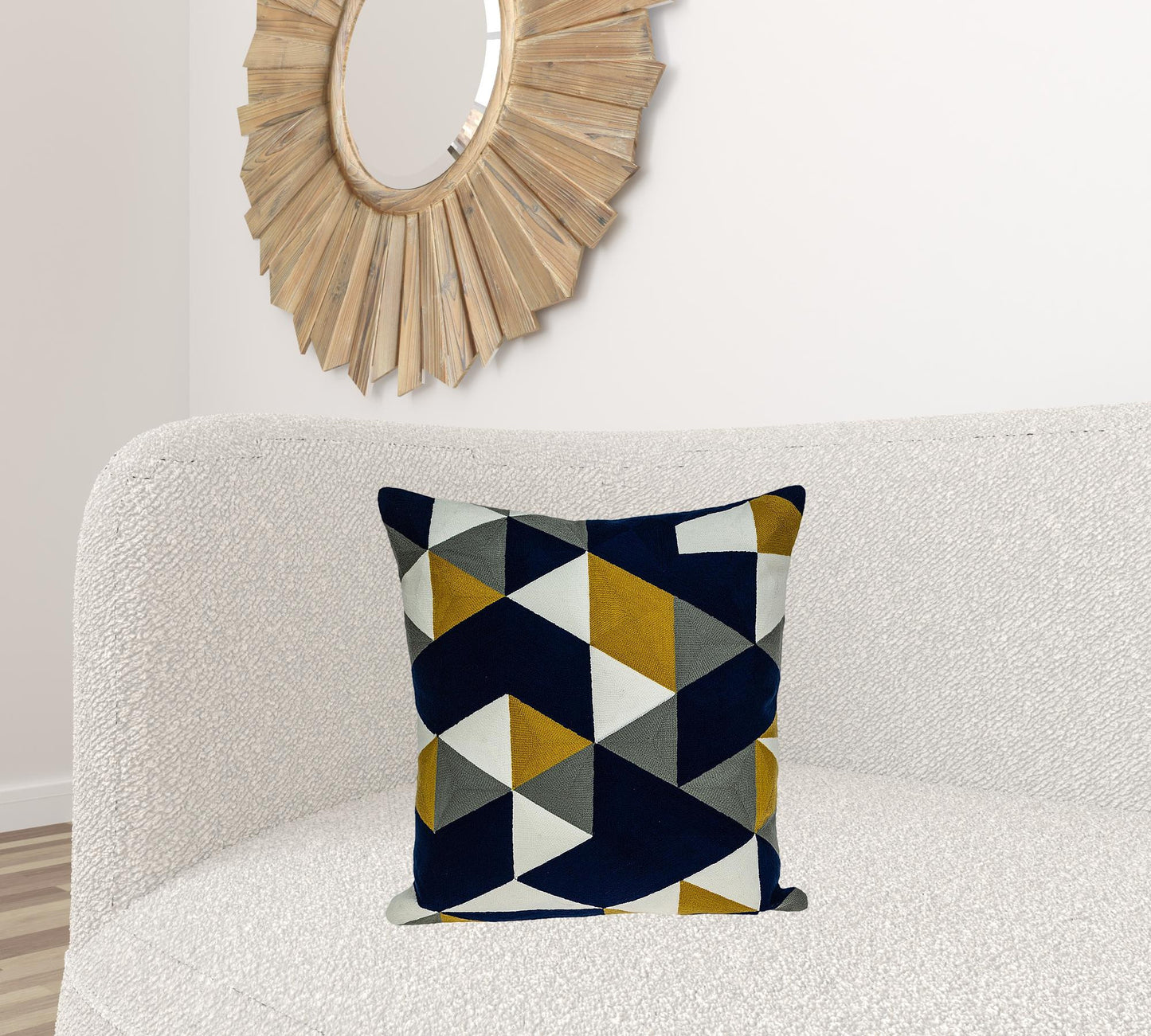 20" X 20" Blue Zippered 100% Cotton Throw Pillow