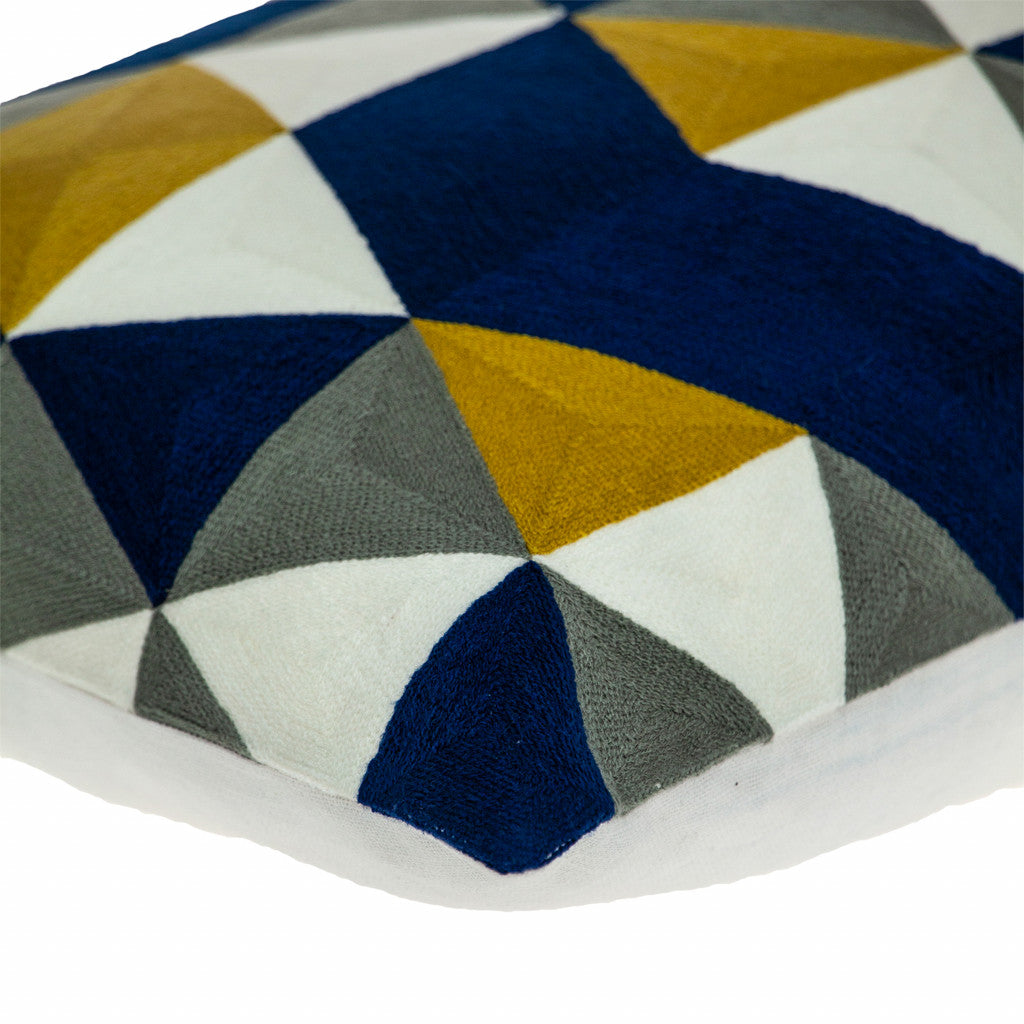 20" X 20" Blue Zippered 100% Cotton Throw Pillow