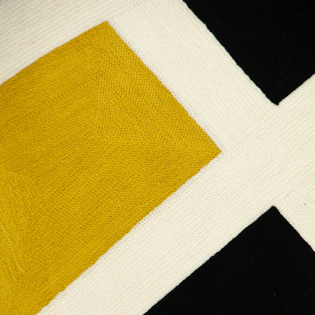 20" X 20" Black And Yellow Zippered 100% Cotton Throw Pillow
