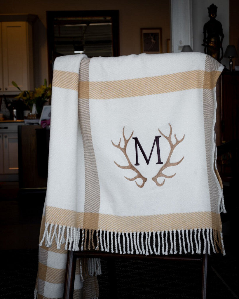 Plush Multi Beige Plaid Throw Blanket with Tassels