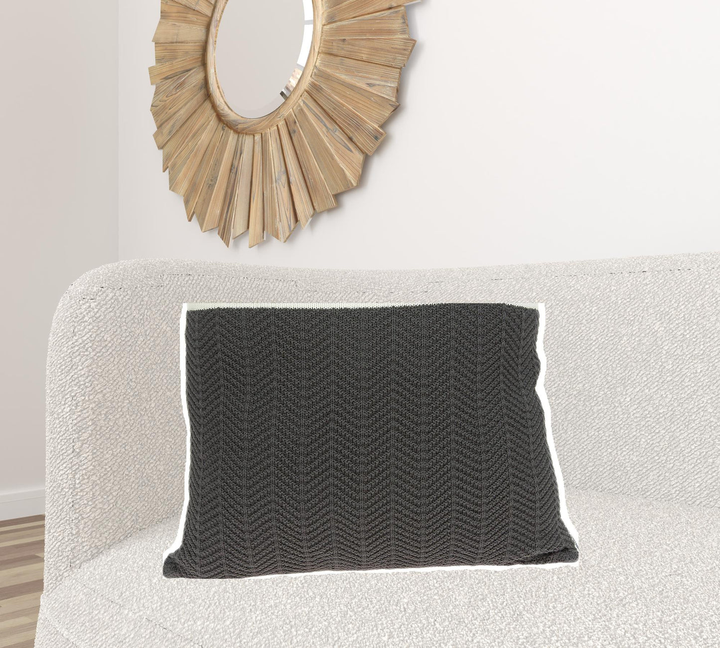 20" X 20" Gray 100% Cotton Zippered Pillow