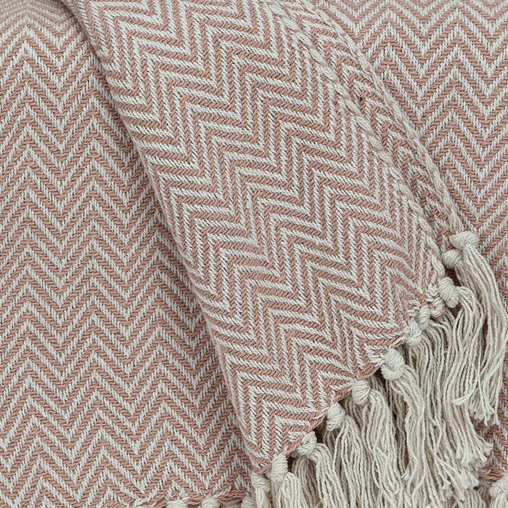 Pink Woven Cotton Solid Color Reversable Throw