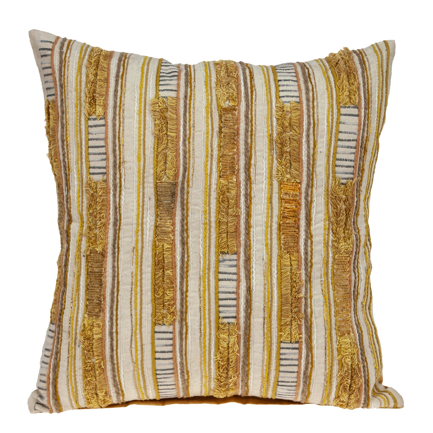 18 X 18 Beige Zippered 100% Cotton Throw Pillow