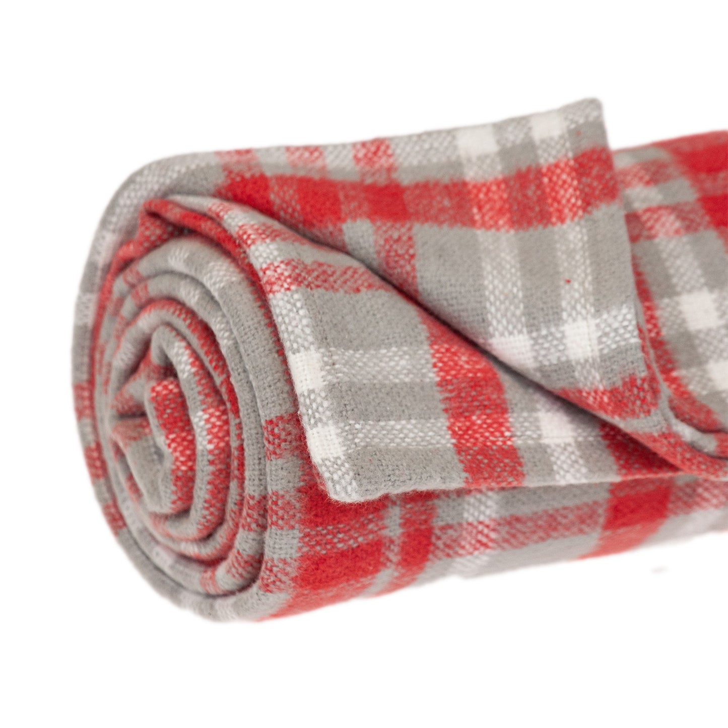 Red Woven Cotton Plaid Throw Blanket