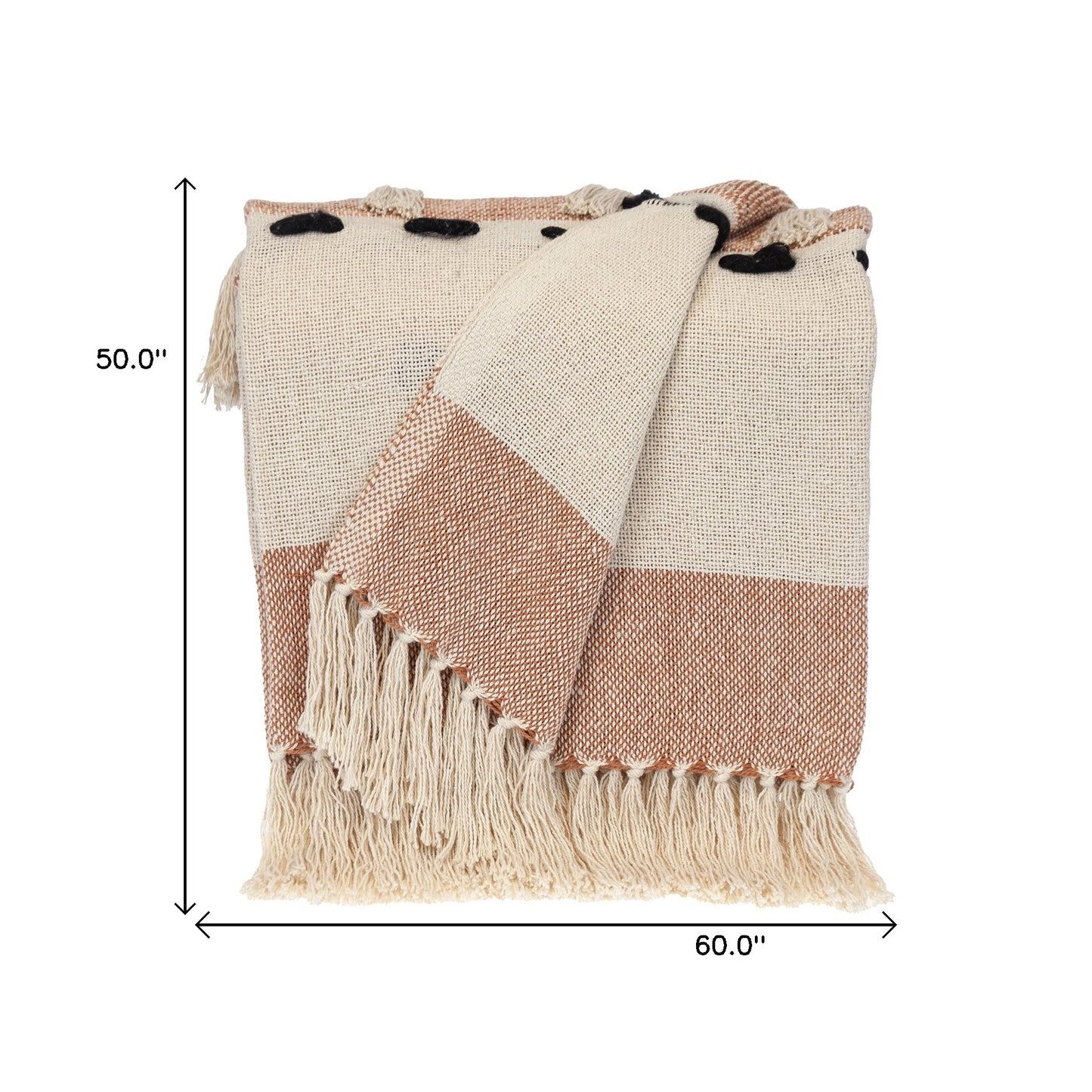 Brown Woven Cotton Abstract Throw Blanket