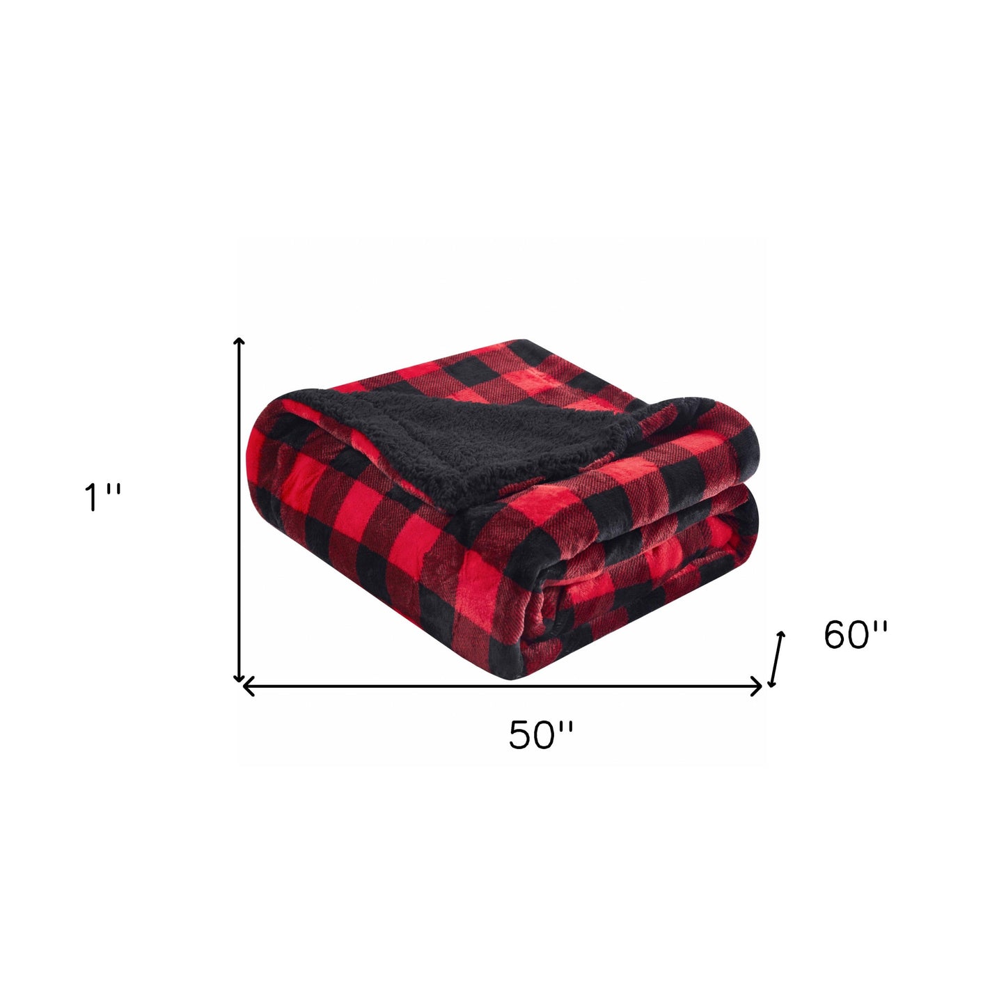 Buffalo Red Black Reversible Velvet and Sherpa Throw Blanket