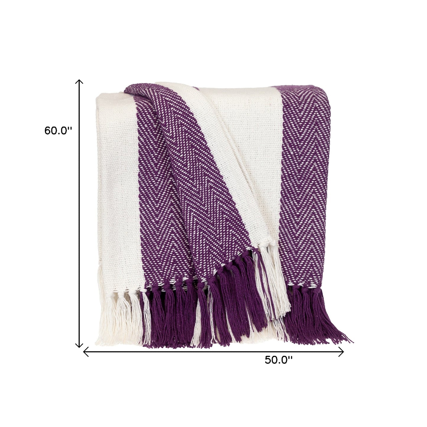 Purple Woven Cotton Striped Throw Blanket