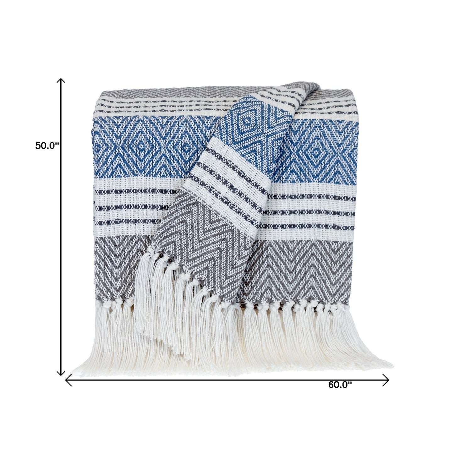 Charcoal Woven Cotton Striped Throw Blanket