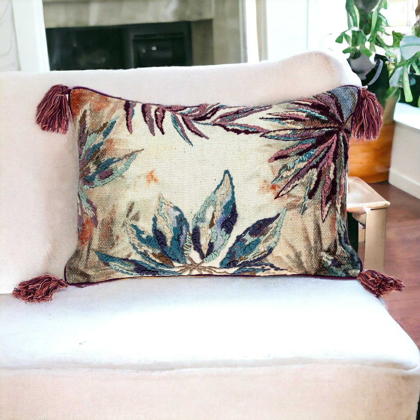 14 X 20 Multicolor Zippered 100% Cotton Throw Pillow