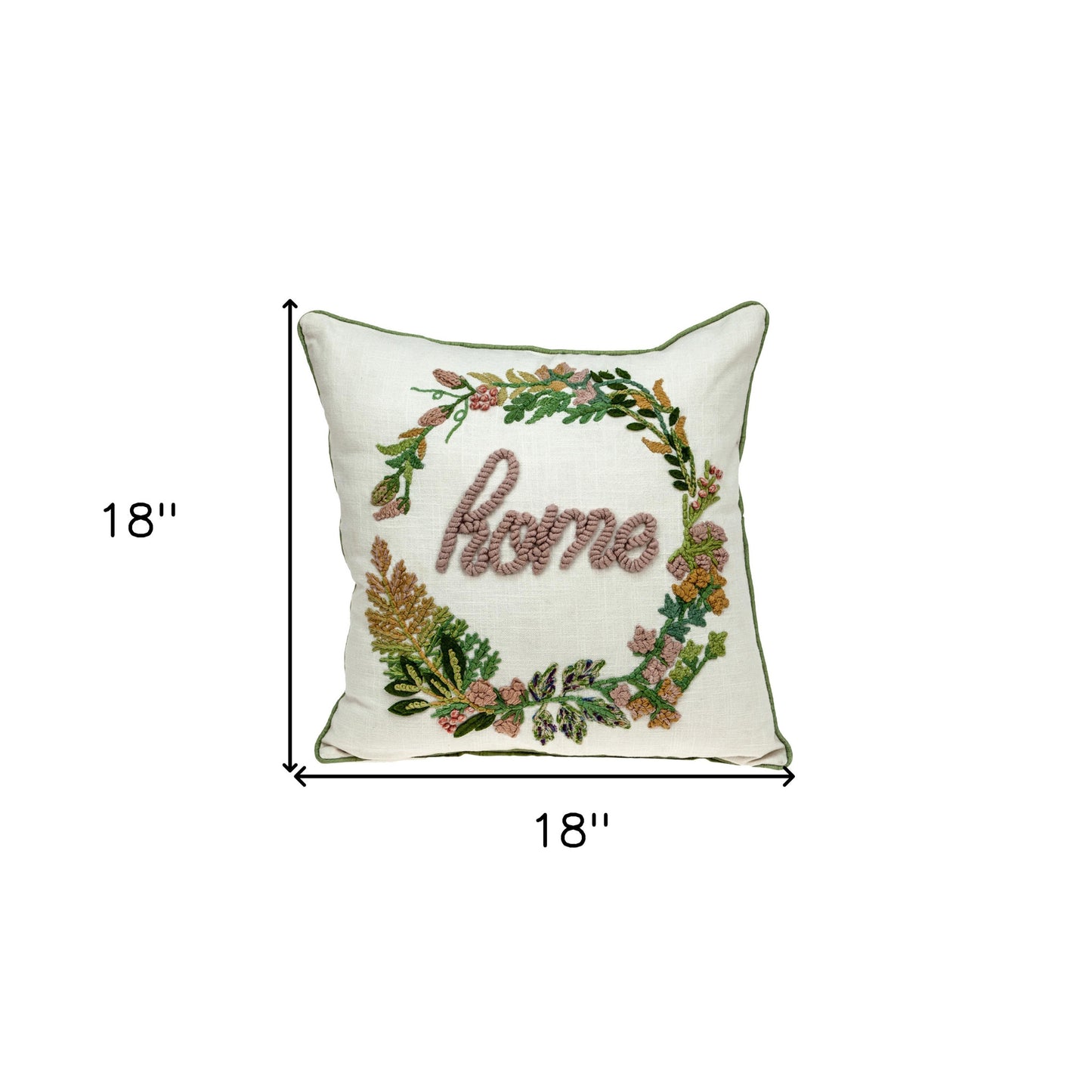 18 X 18 Beige Zippered 100% Cotton Throw Pillow