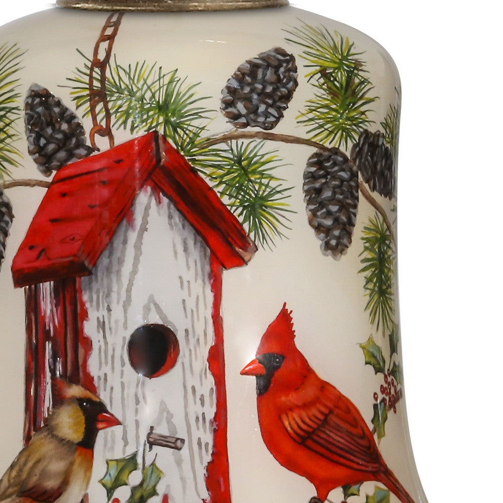 Cardinal Home Sweet Home Hand Painted Mouth Blown Glass Ornament