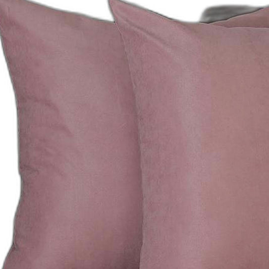 Set Of Two 22" X 22" Light Pink Polyester Zippered Pillow Cover