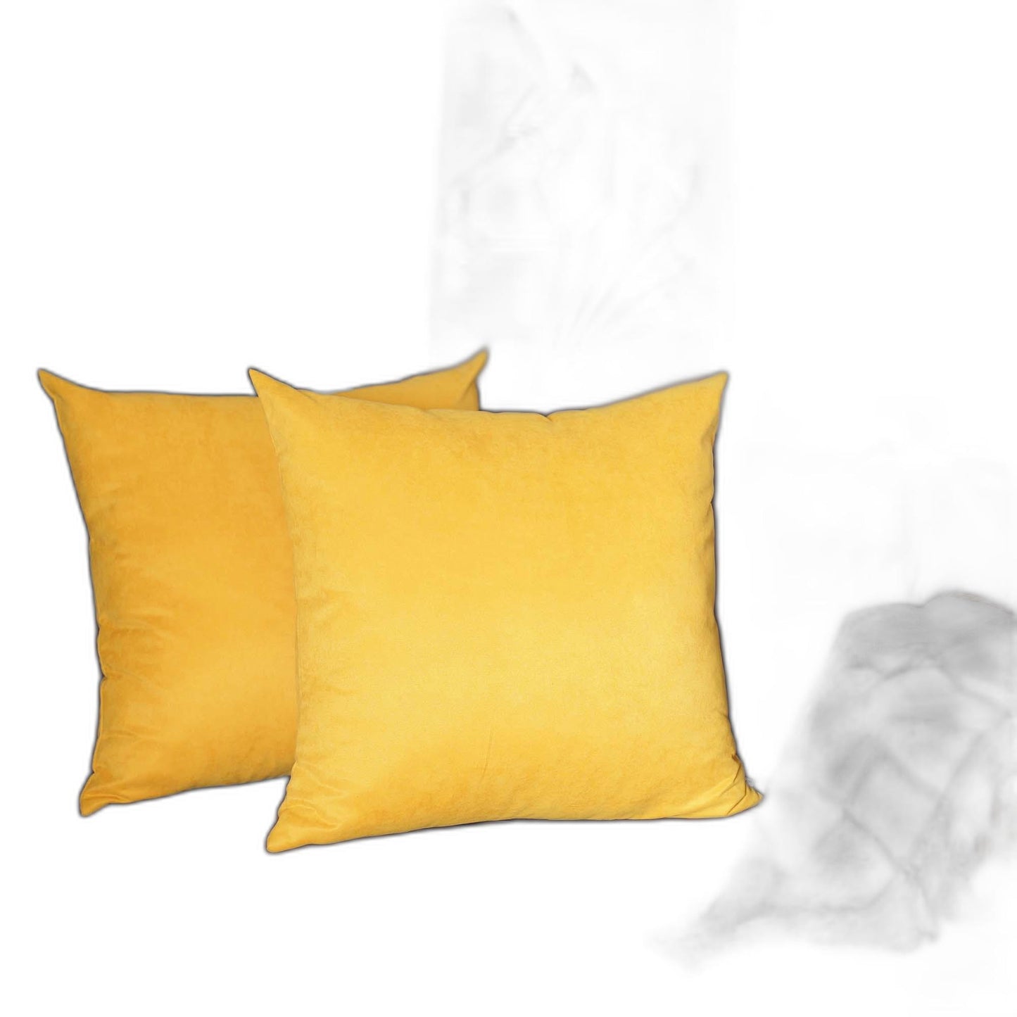 Set Of Two 26" X 26" Yellow Polyester Zippered Pillow Cover