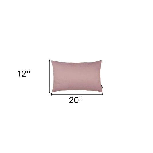 Set Of Two 12" X 20" Light Pink Zippered Polyester Lumbar Pillow Cover