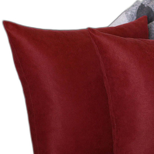 Set Of Two 20" X 20" Claret Red Polyester Zippered Pillow Cover