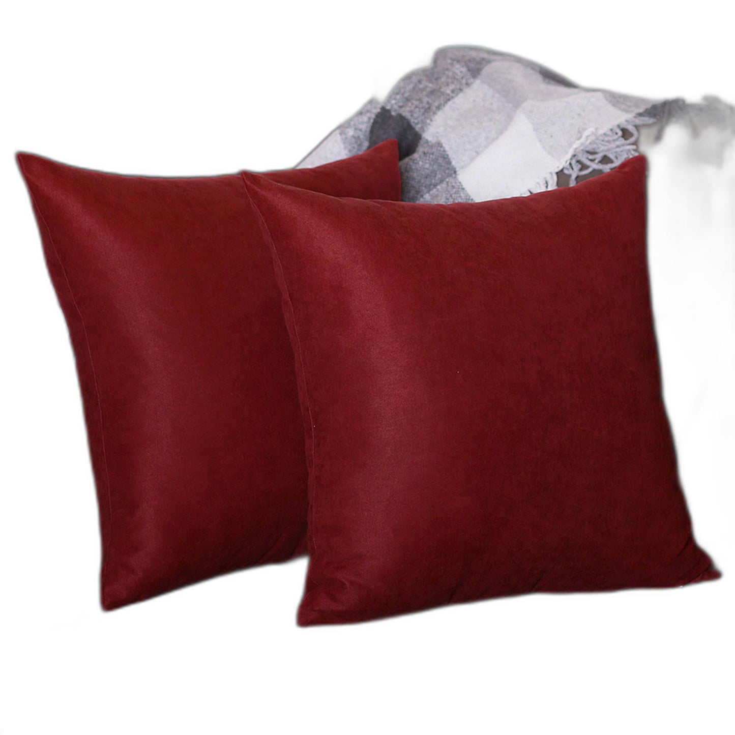 Set Of Two 20" X 20" Claret Red Polyester Zippered Pillow Cover